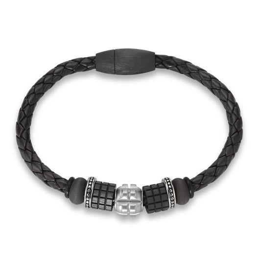 Bracelet Acier inoxydable, Carbone, Cuir 22 cm Ø10 mm