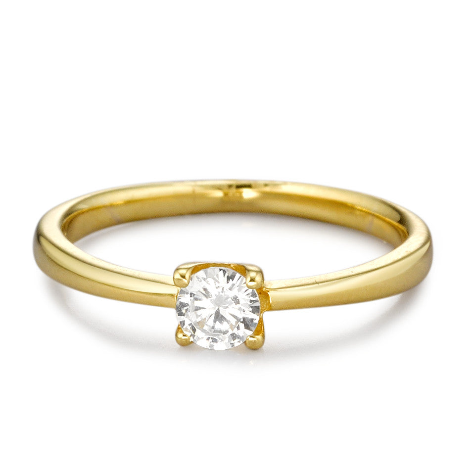 Solitär Ring 375/9 K Gelbgold Zirkonia Ø3.8 mm