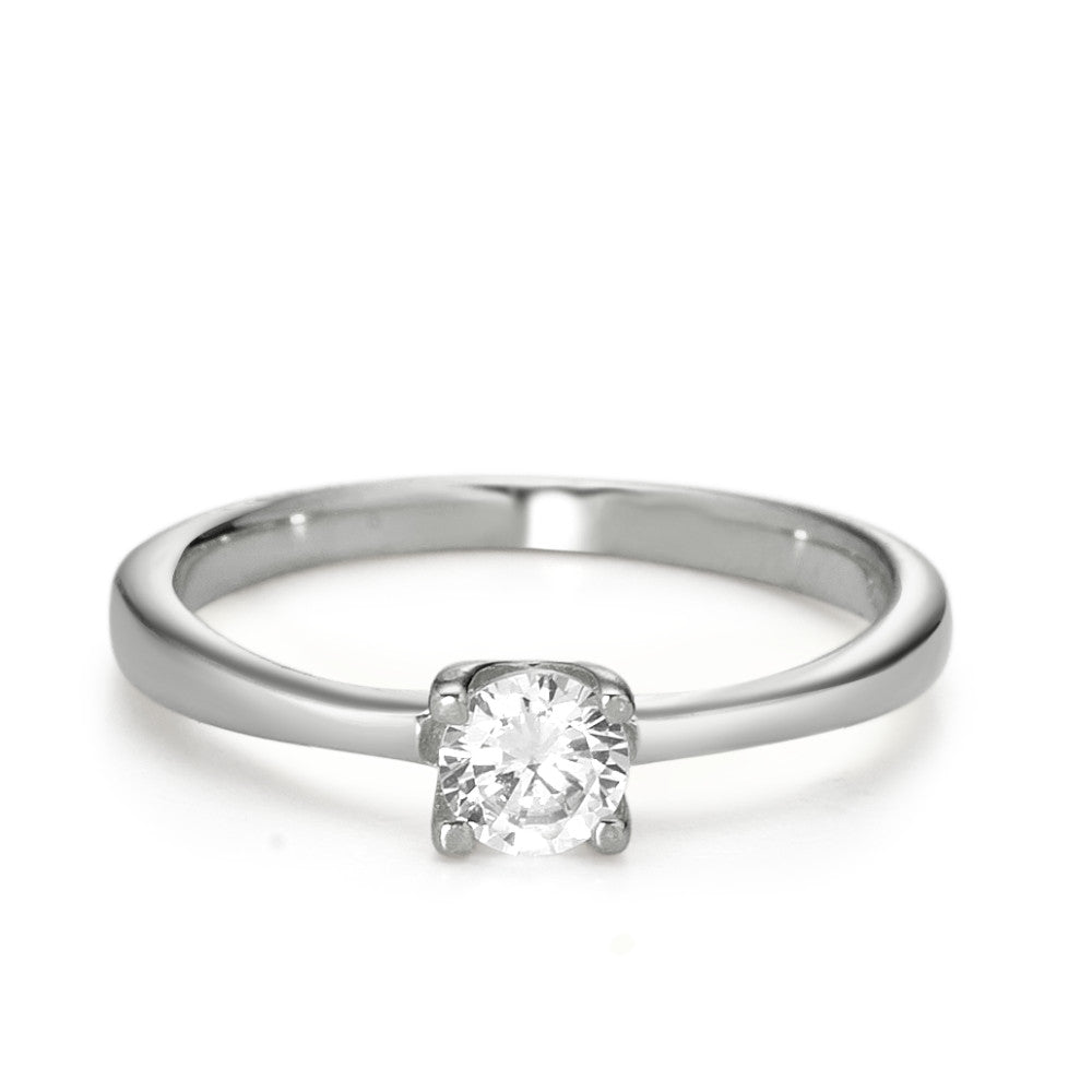 Solitär Ring 375/9 K Weissgold Zirkonia Ø3.8 mm