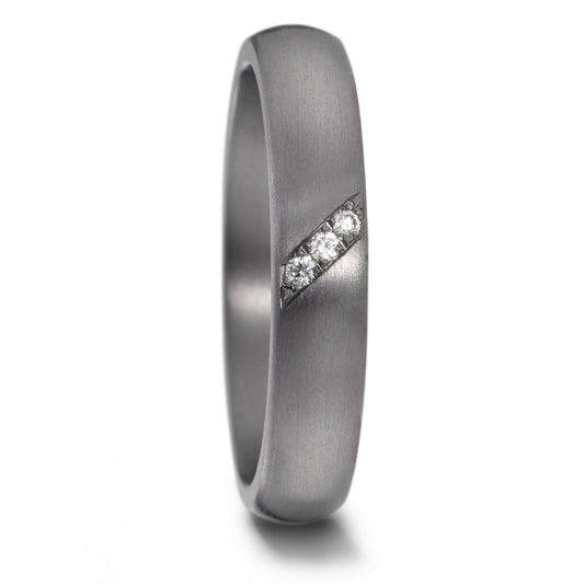 Partnerring 999 Tantal Diamant 0.03 ct, 3 Steine, w-si