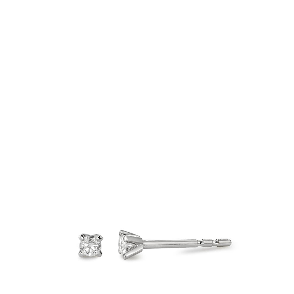 Clous d'oreilles Or blanc 18K Diamant blanc, 0.10 ct, 2 Pierres, brillant, w-si Ø3 mm