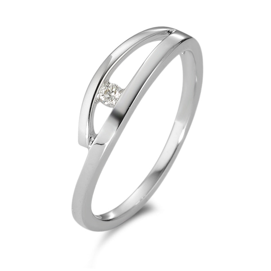 Fingerring 750/18 K Weissgold Diamant weiss, 0.03 ct, Brillantschliff, w-si