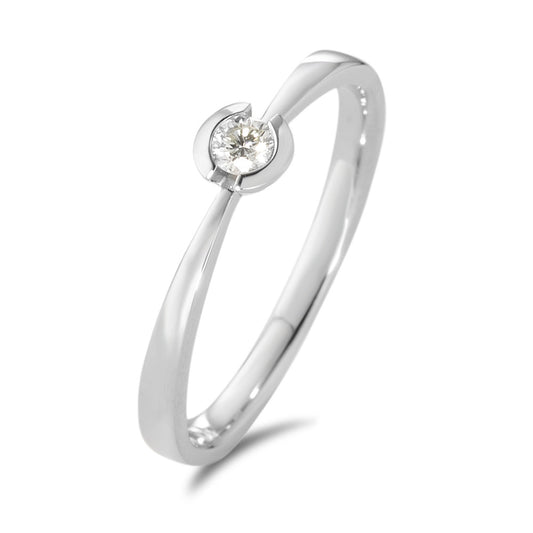 Solitär Ring 750/18 K Weissgold Diamant weiss, 0.10 ct, Brillantschliff, w-si