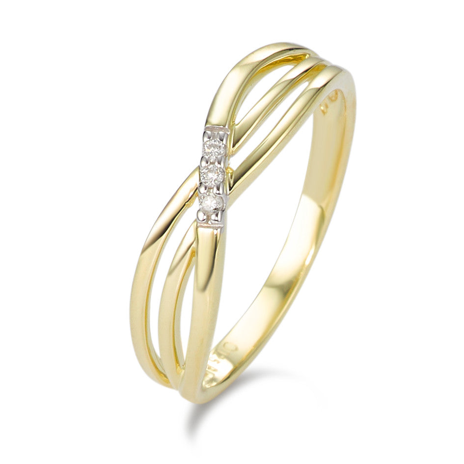 Anello Oro giallo 375/9K Diamante bianco, 0.025 ct, 3 pietra, [Brillant], p1