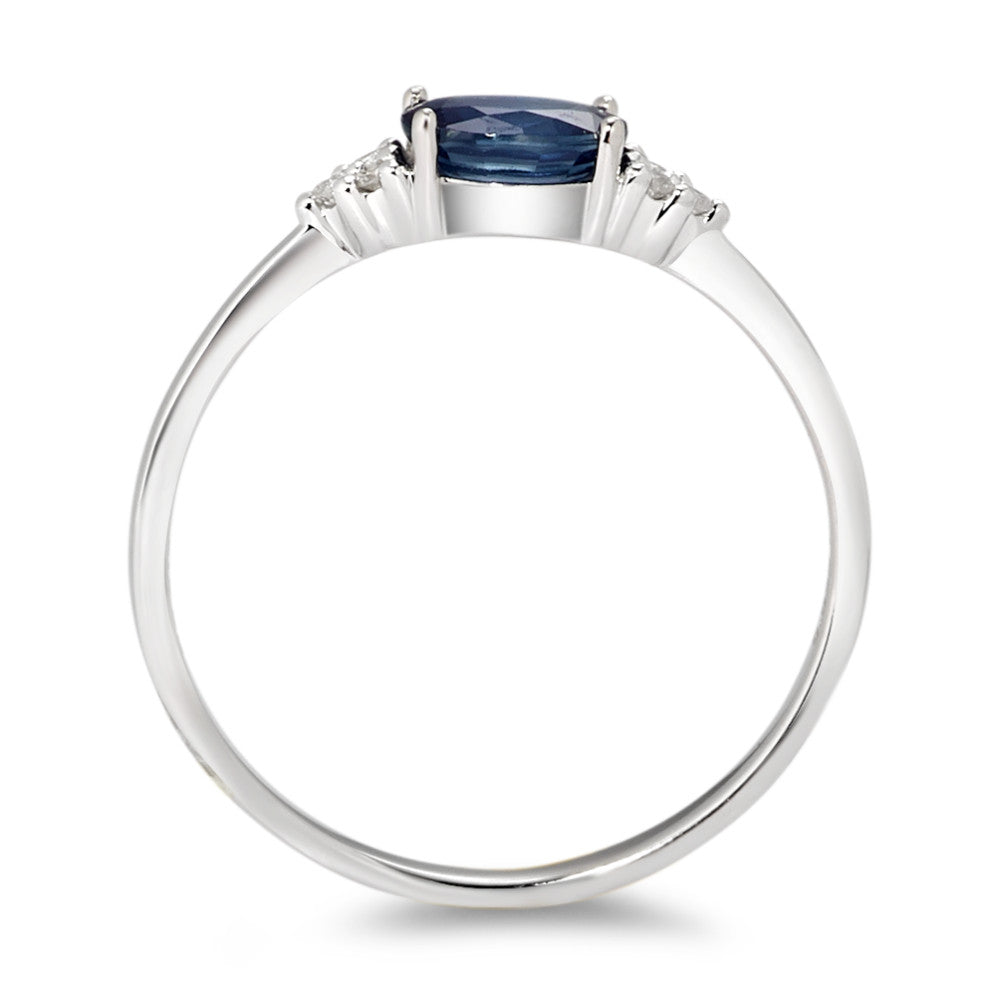 Fingerring 375/9 K Weissgold Saphir blau, oval, Diamant weiss, 0.035 ct, 6 Steine, p1