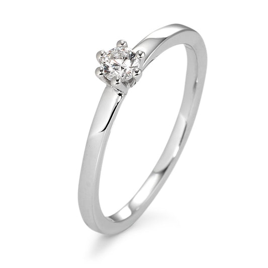 Solitaire ring 9k White Gold Zirconia White Ø3.4 mm