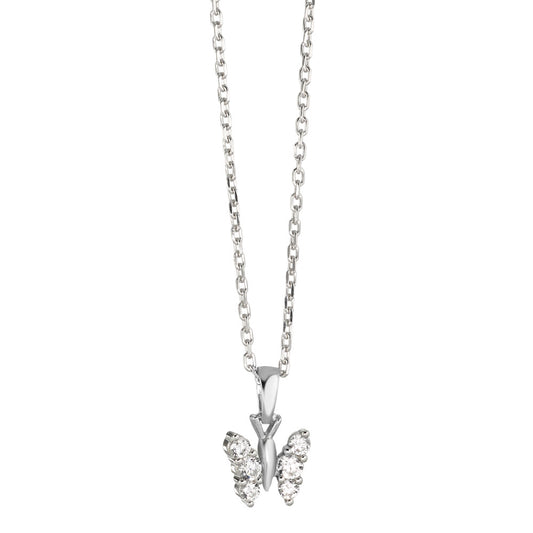 Halskette mit Anhänger Silber Zirkonia weiss, 6 Steine rhodiniert verstellbar