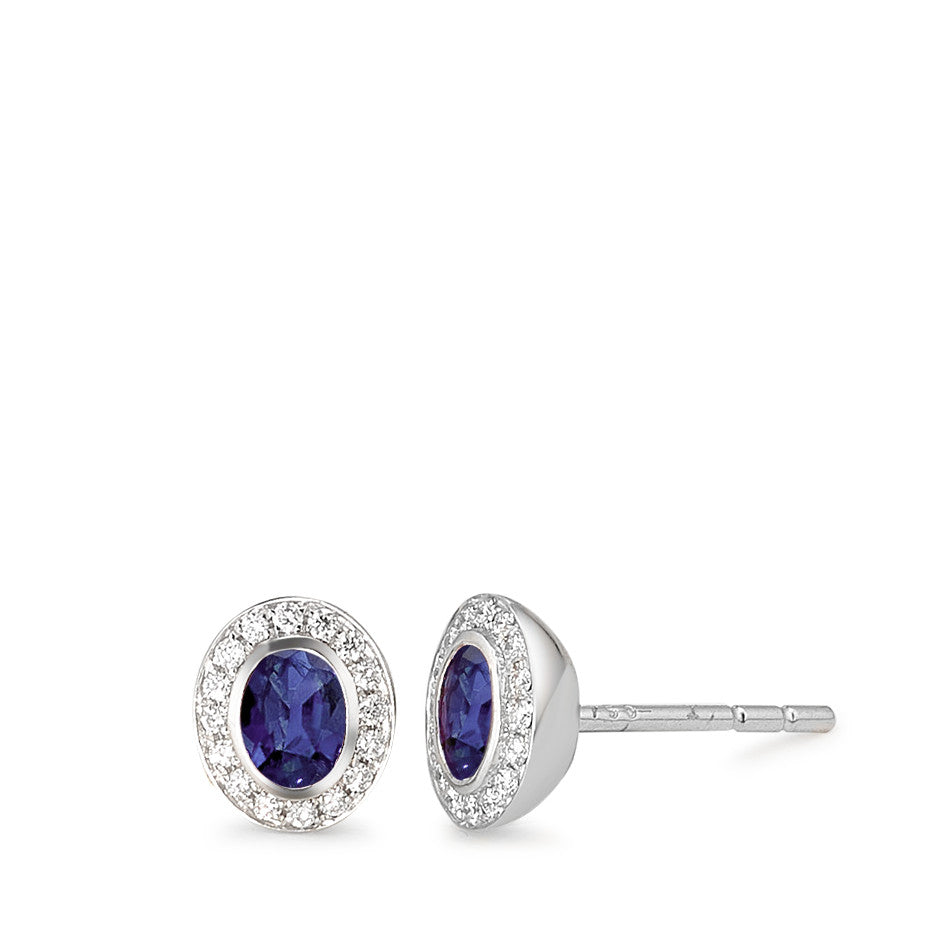 Clous d'oreilles Or blanc 18K Diamant 0.08 ct, 34 Pierres, w-si