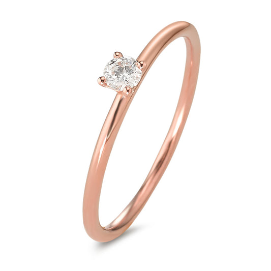 Bague solitaire Or rouge 18K Diamant 0.10 ct, w-si