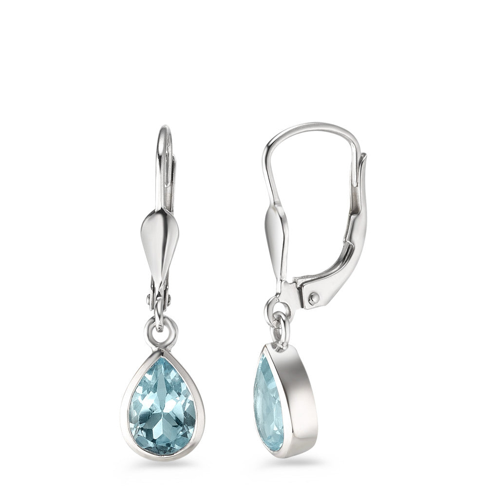 Drop Earrings 9k White Gold Topaz Blue