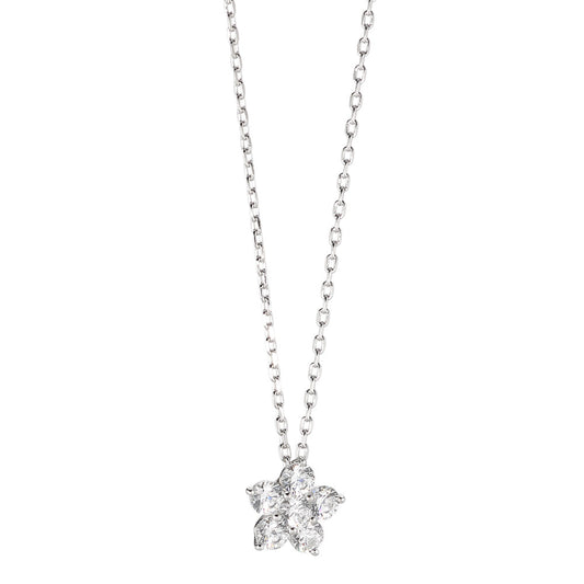 Collier Silber Zirkonia 6 Steine rhodiniert Blume verstellbar Ø9 mm