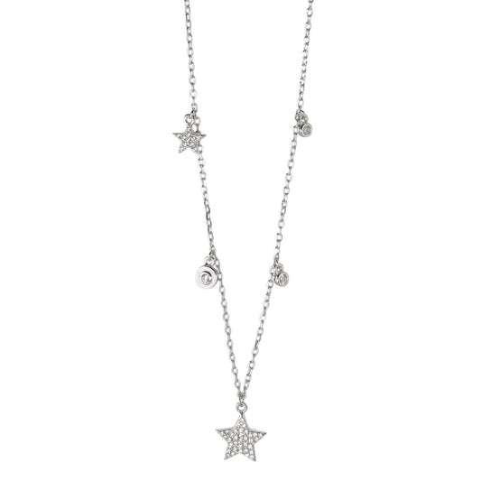 Necklace Silver Zirconia Rhodium plated Star 40-45 cm