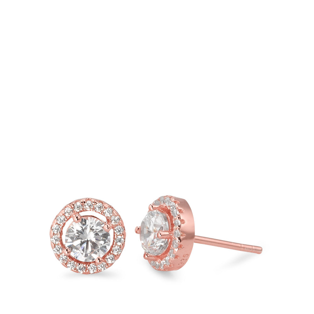 Clous d'oreilles Argent Zircone rosé Plaqué or Ø8 mm