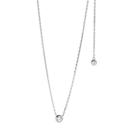 Necklace Silver Zirconia 2 Stones Rhodium plated 40-45 cm