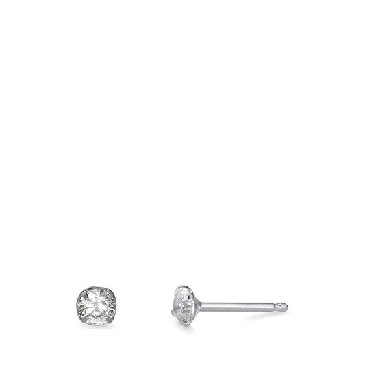 Stud earrings Silver Zirconia White, 2 Stones Ø4 mm