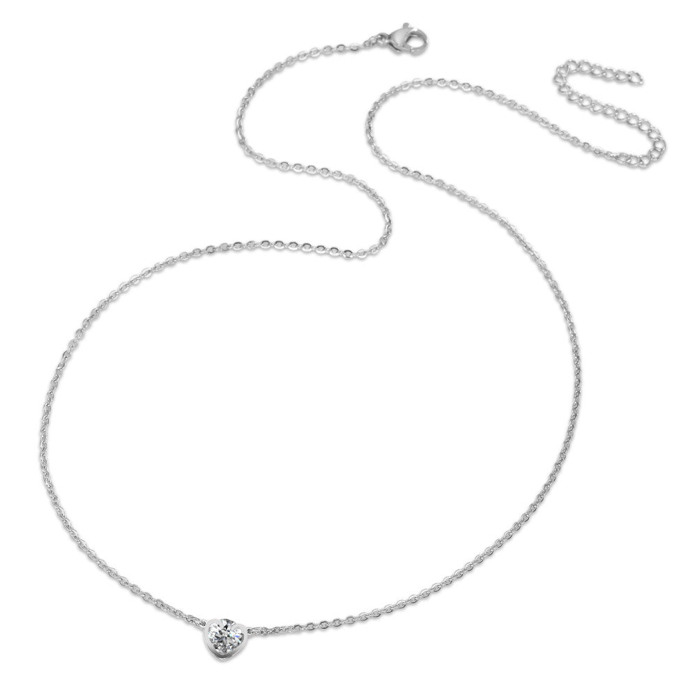 Collana Acciaio inossidabile Zirconia Cuore 45-50 cm