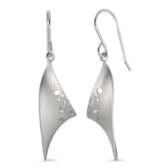 Pendant d'oreilles Argent Zircone 4 Pierres Rhodié