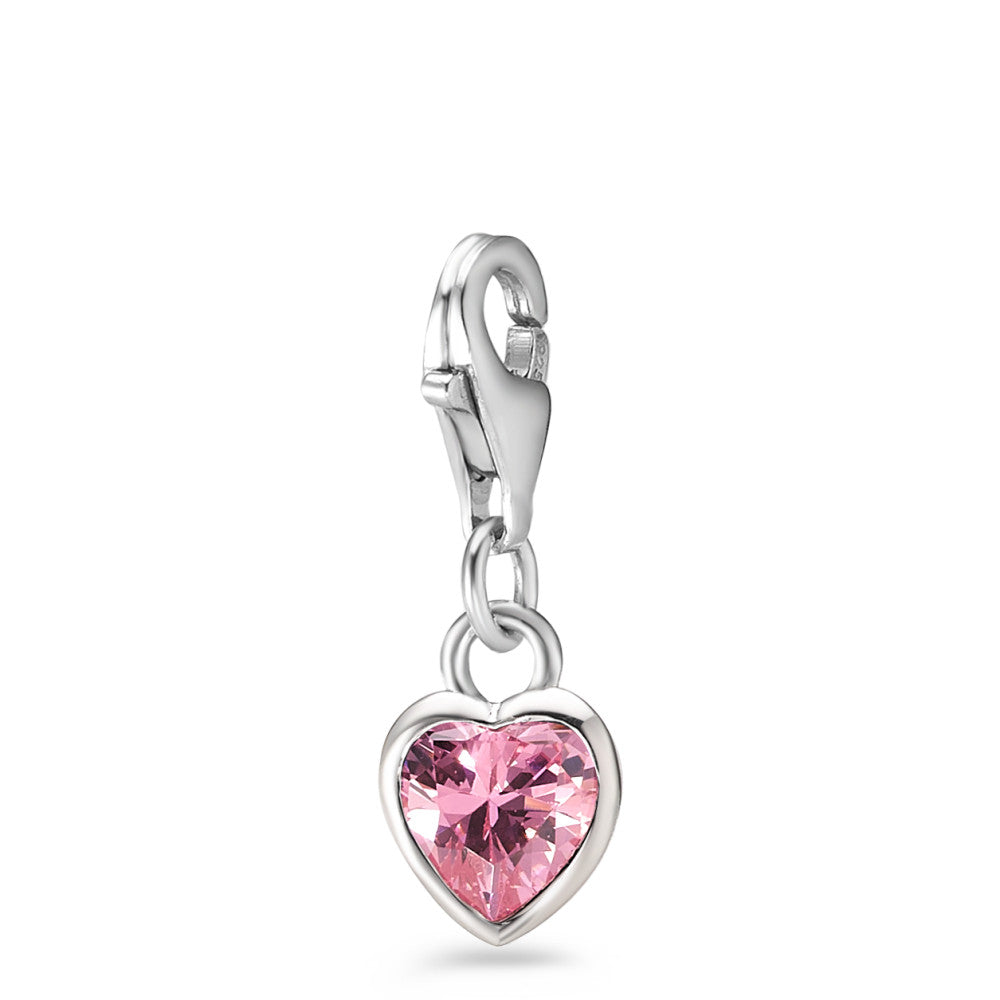 Charms Silber Zirkonia rosa rhodiniert Herz Ø7 mm