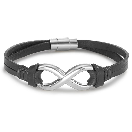 Pulsera Cuero, Acero inoxidable Infinito 18.5 cm