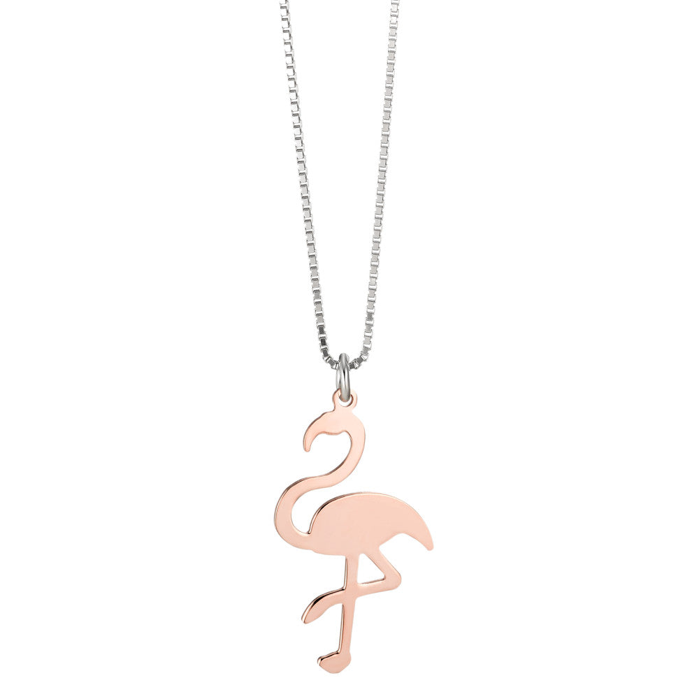 Halskette mit Anhänger Silber rosé vergoldet Flamingo