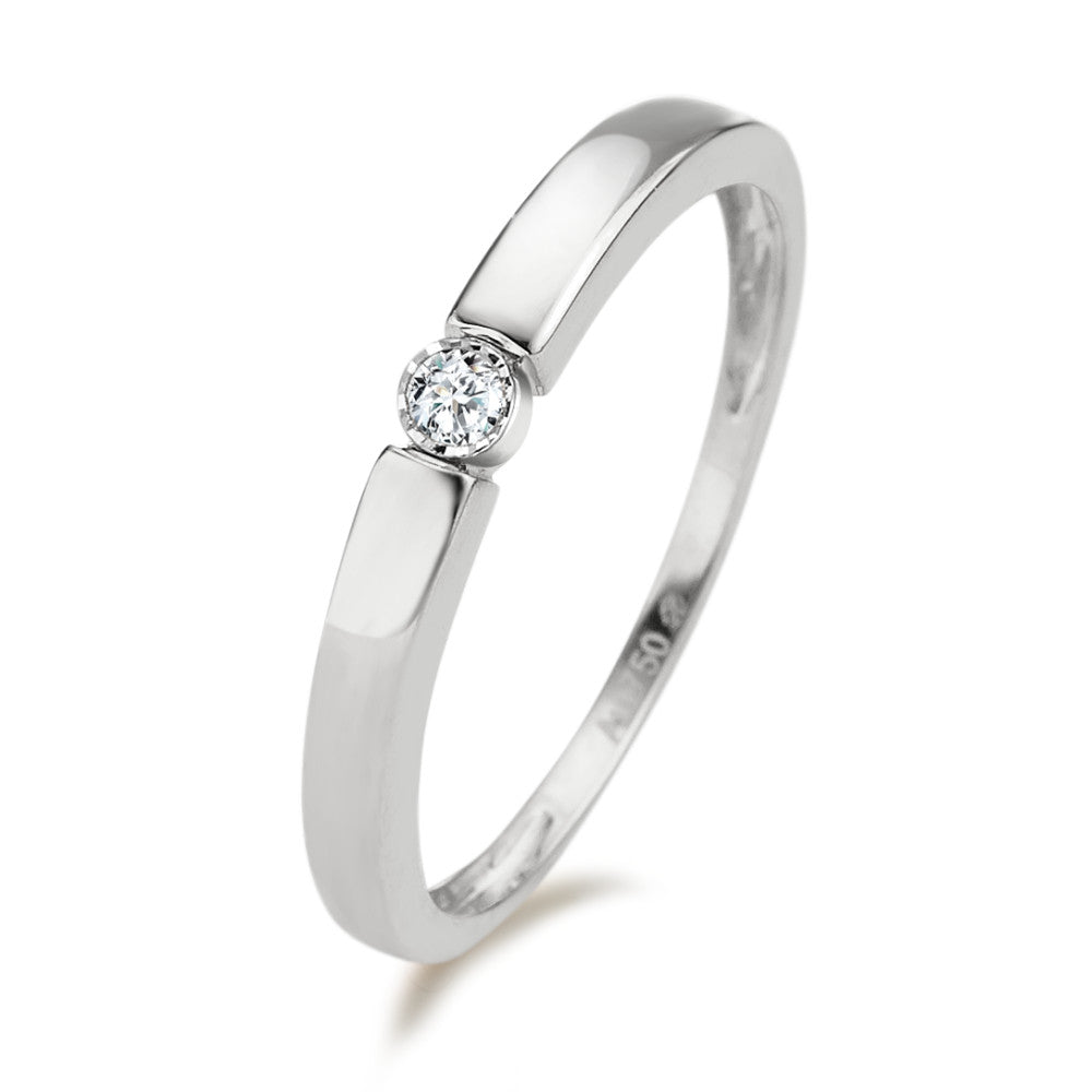 Solitär Ring 750/18 K Weissgold Diamant 0.04 ct, w-pi2