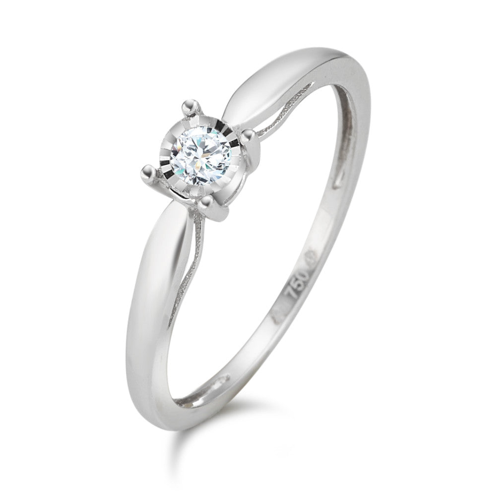 Solitär Ring 750/18 K Weissgold Diamant 0.08 ct, w-pi2