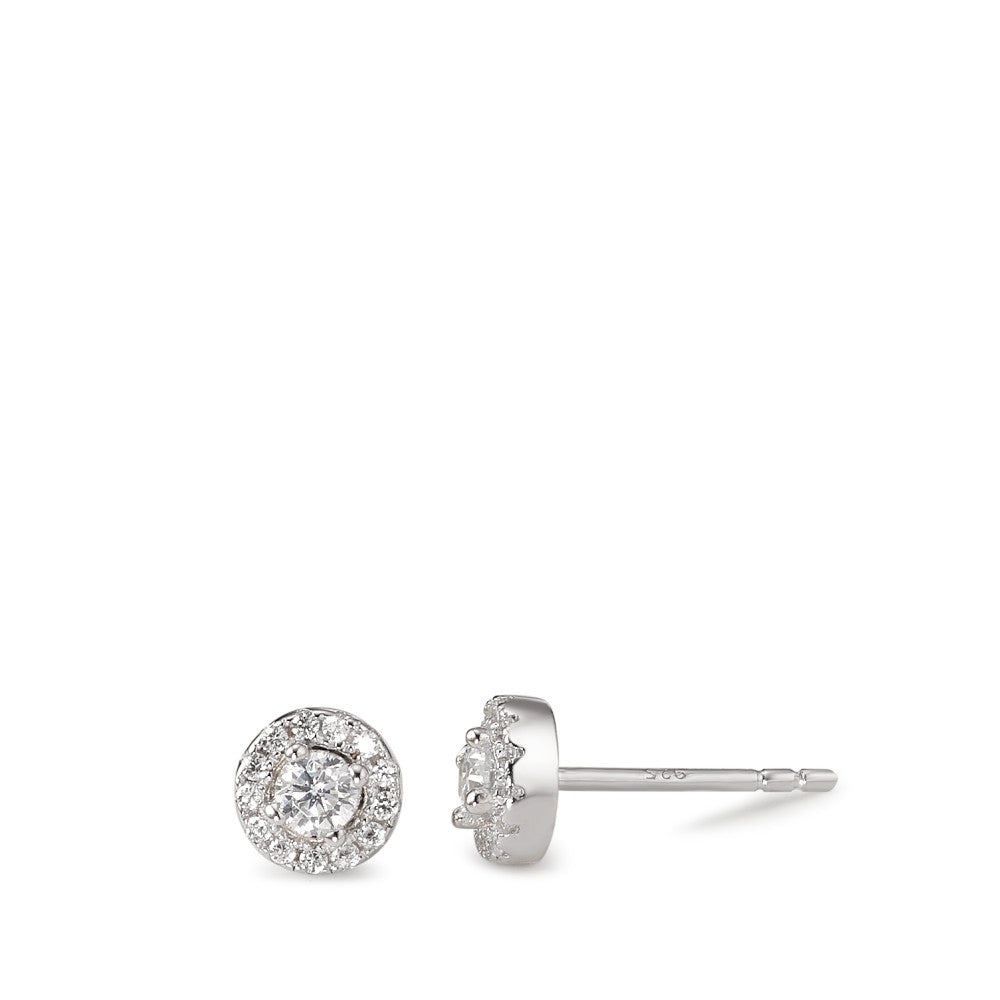 Clous d'oreilles Argent Zircone Rhodié Ø6 mm