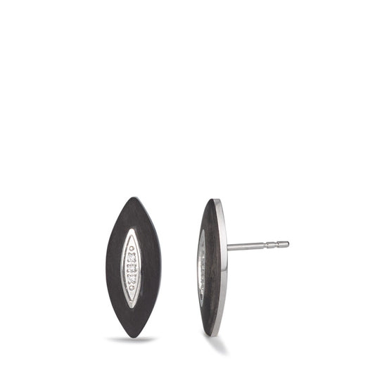 Pendant d'oreilles Acier inoxydable, Carbone Zircone 6 Pierres