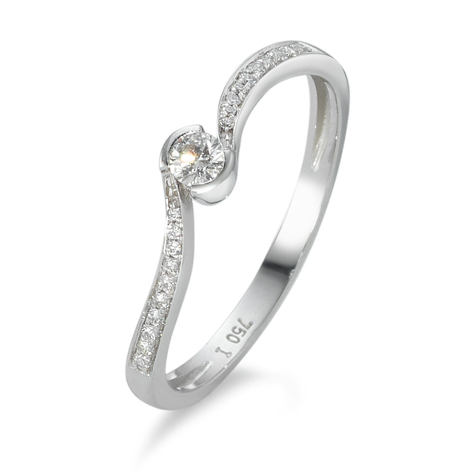 Fingerring 750/18 K Weissgold Diamant 0.15 ct, 21 Steine, w-si