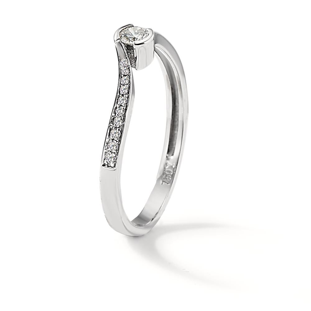 Fingerring 750/18 K Weissgold Diamant 0.15 ct, 21 Steine, w-si