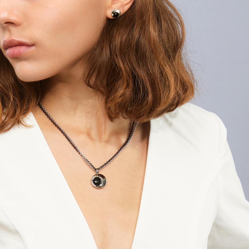 Collier Acier inoxydable Onyx noir PVD 45 cm