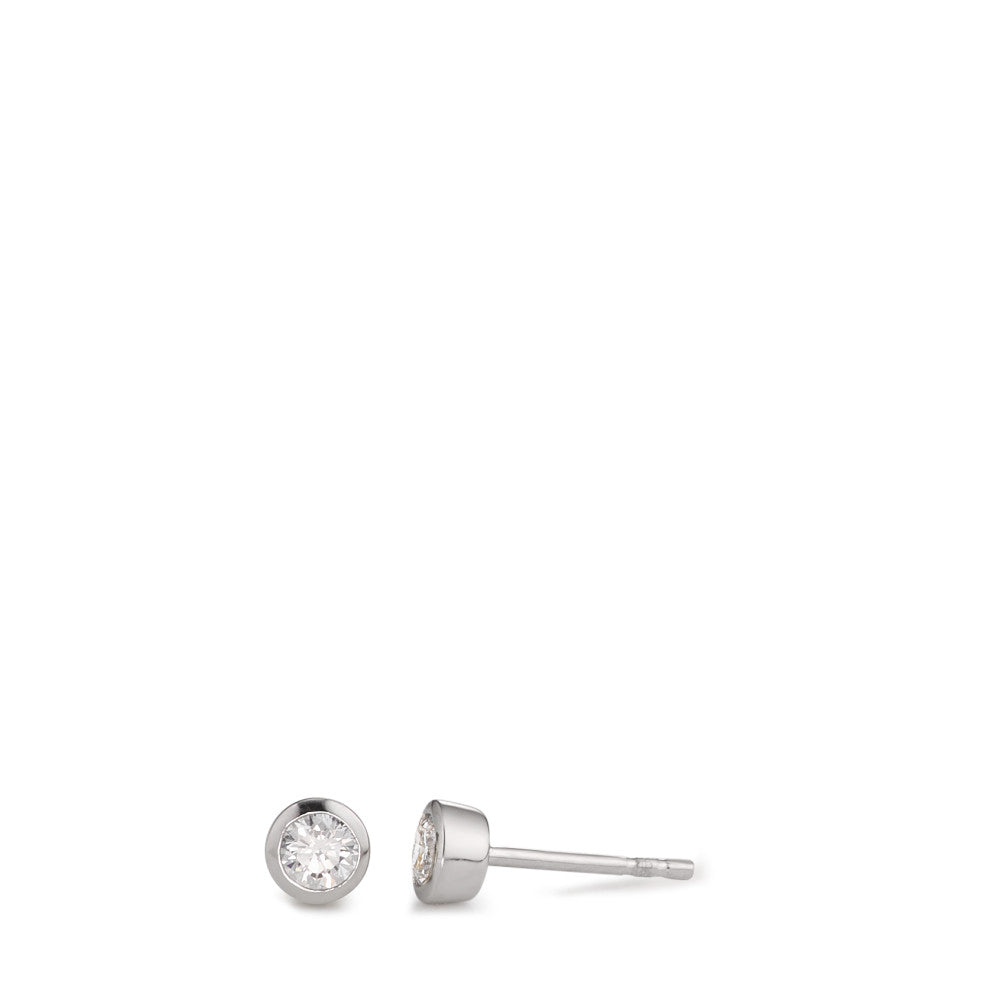 Ohrstecker Silber Zirkonia weiss, 2 Steine rhodiniert Ø4.5 mm