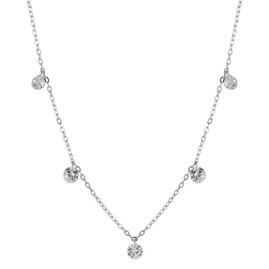 Necklace Silver Crystal 5 Stones Rhodium plated 40-42 cm