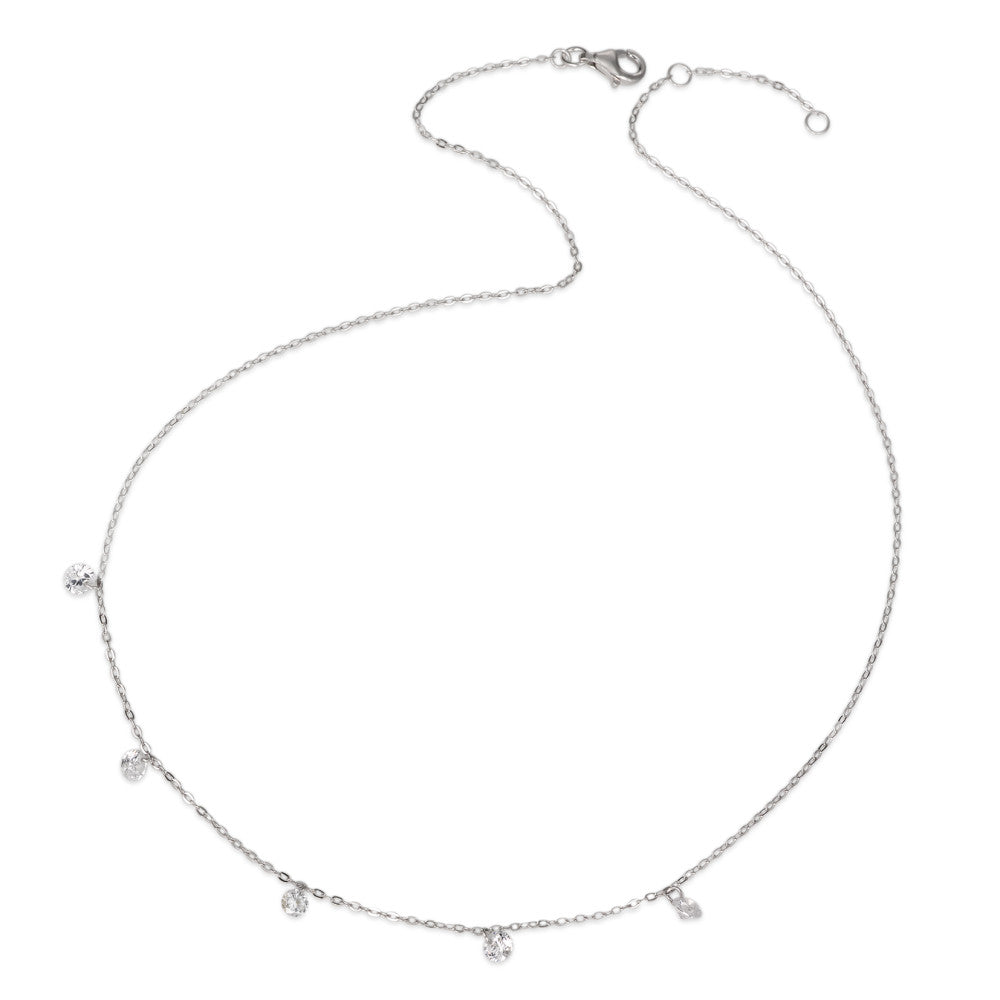 Collana Argento Cristallo 5 pietra rodiato 40-42 cm