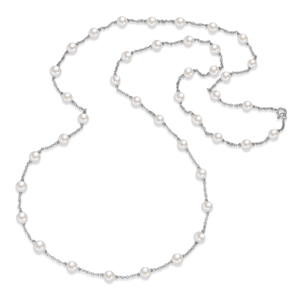 Collier Argent Rhodié perle d'eau douce 63 cm