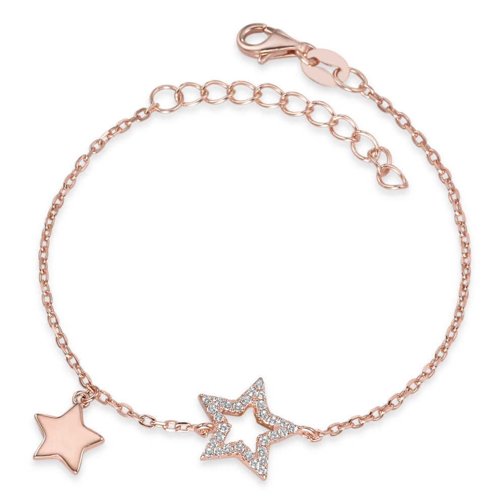 Armband Silber Zirkonia rosé vergoldet Stern verstellbar