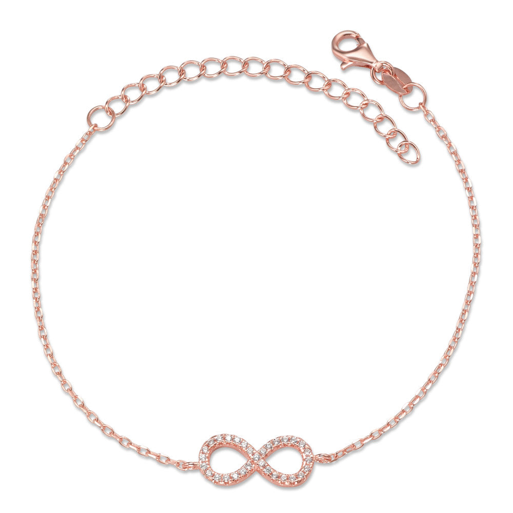 Armband Silber Zirkonia rosé vergoldet Infinity verstellbar