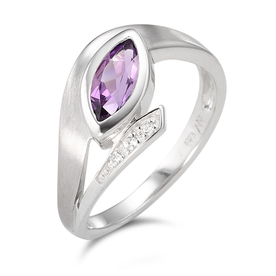 Fingerring 375/9 K Weissgold Amethyst 4 Steine