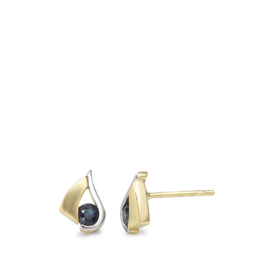 Clous d'oreilles Or jaune 9K, Or blanc 9K Saphir 2 Pierres