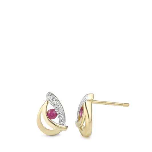 Clous d'oreilles Or jaune 9K Rubis 12 Pierres