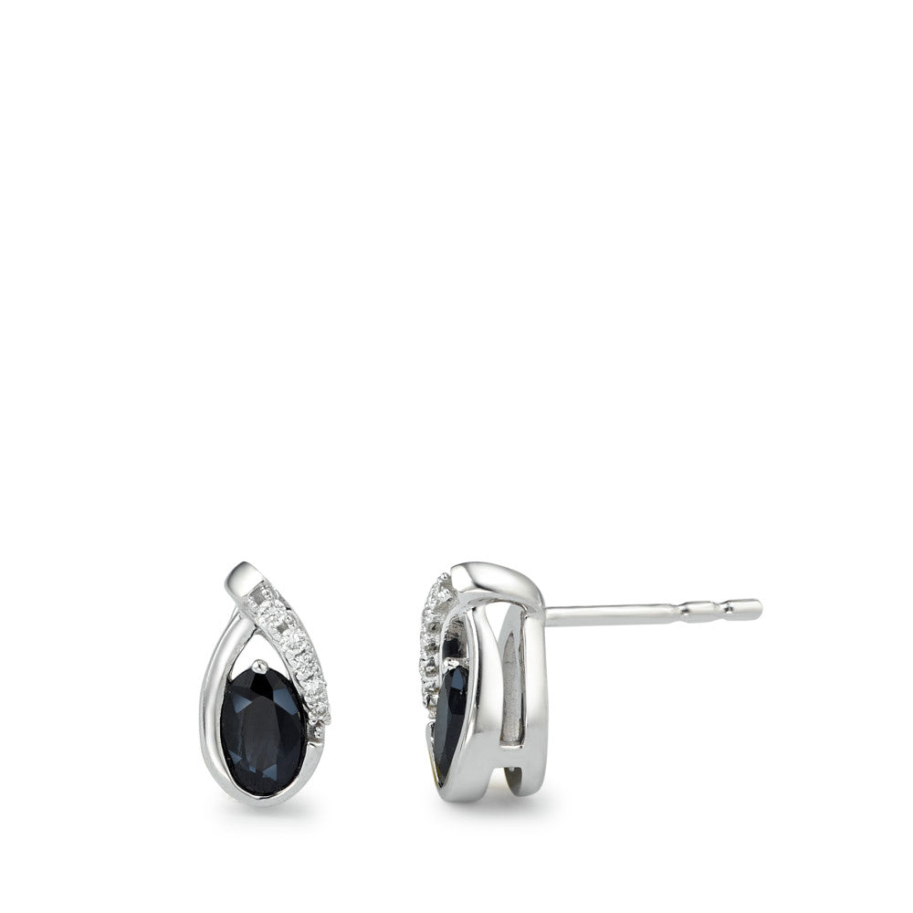 Clous d'oreilles Or blanc 9K Saphir 10 Pierres