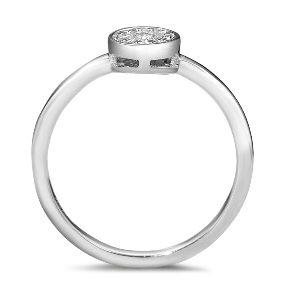 Solitär Ring 750/18 K Weissgold Diamant 0.15 ct, 13 Steine, w-si