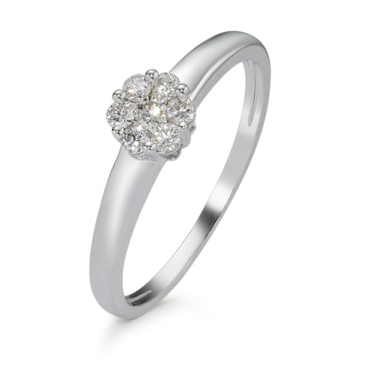 Solitär Ring 750/18 K Weissgold Diamant 0.20 ct, 7 Steine, w-si