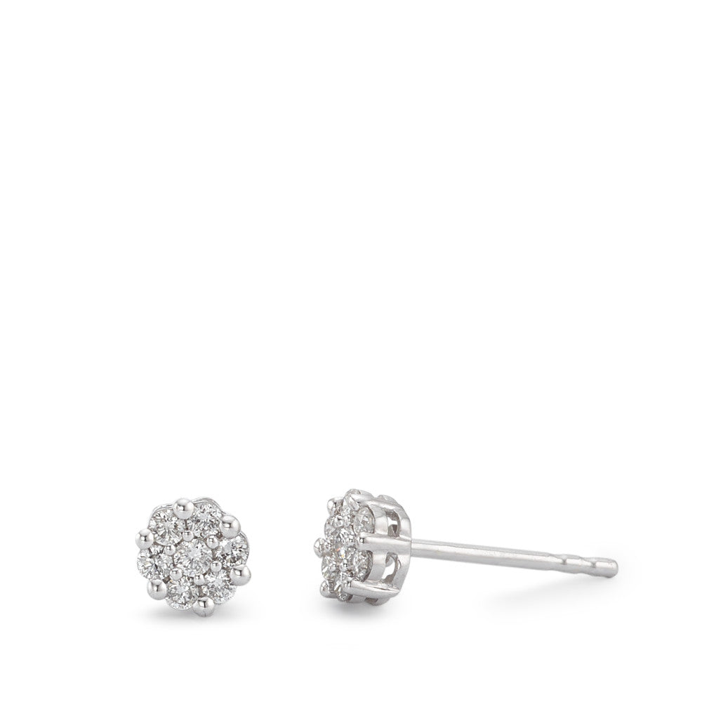 Stud earrings 18k White Gold Diamond 0.15 ct, 14 Stones, w-si Ø4 mm