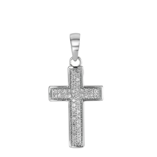 Anhänger 750/18 K Weissgold Diamant 0.10 ct, 47 Steine, w-si Kreuz