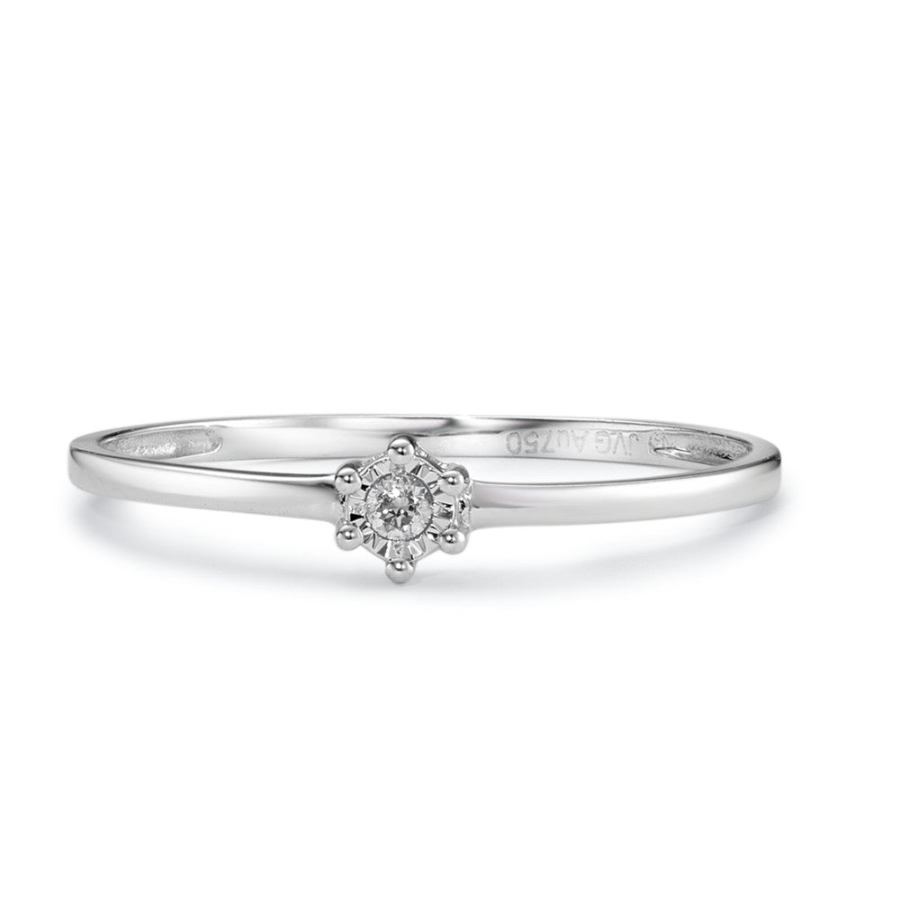 Solitär Ring 750/18 K Weissgold Diamant 0.02 ct, w-si