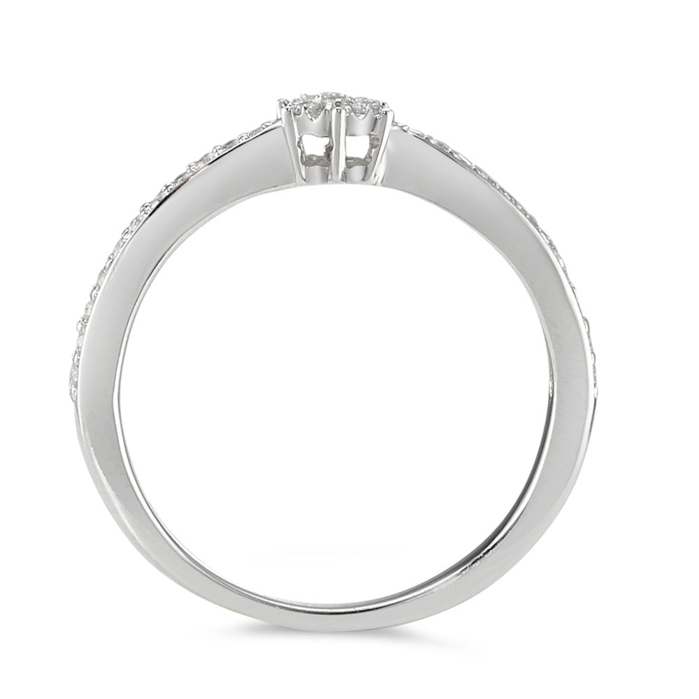 Bague solitaire Or blanc 18K Diamant 0.15 ct, 29 Pierres, w-si