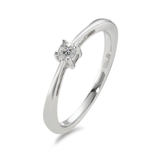 Solitär Ring 750/18 K Weissgold Diamant 0.10 ct, w-si