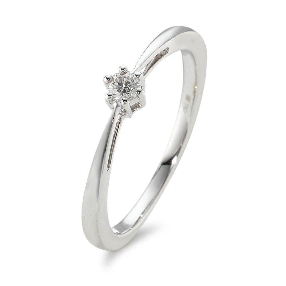 Solitär Ring 750/18 K Weissgold Diamant 0.10 ct, w-si