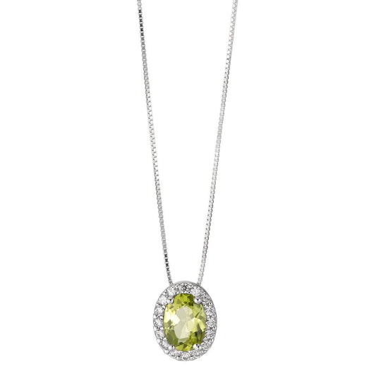 Collana Oro bianco 750/18 carati Peridoto, Zirconia bianco 42 cm